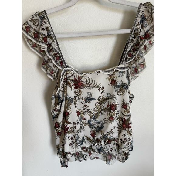 Max Studio Floral Paisley Cropped Tank Top Strappy Blouse Size Medium - Picture 2 of 11